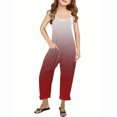 thumbnail image 1 of RXIRUCGD Girls Casual Jumpsuits Gradient Print Sleeveless Summer Rompers Long Pants With Pockets For 5-14 Years( Wine, Size:5 Years ), 1 of 6