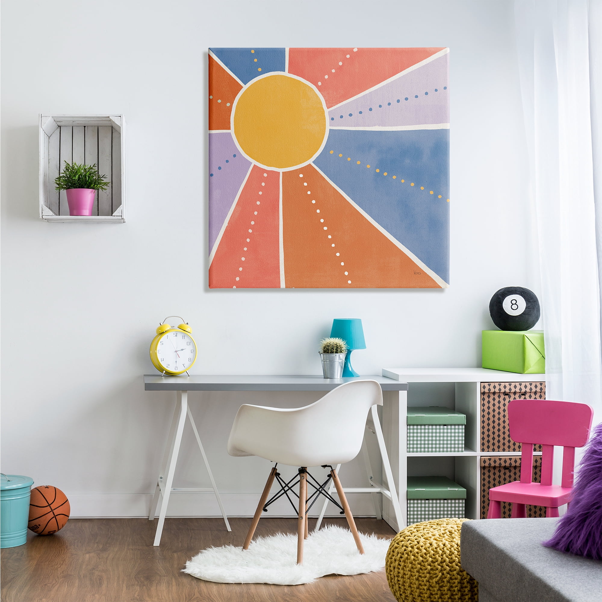 Stupell Indtries Playful Sun Rays Polka Dot Stripe Pattern,36 x 36,Design by Veronique Charron