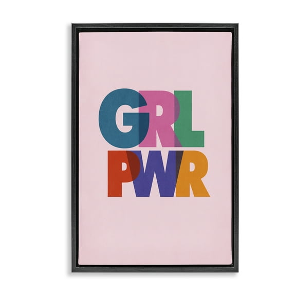 Stupell Industries Girl Power Pastel Text Text & Numbers Painting Black Floater Framed Canvas Art Print Wall Art, 17 x 25