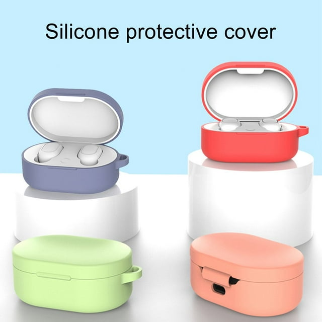 Housse de Rangement en Silicone de Protection Antichute Sans Fil Compatible Bluetooth avec Mousqueton pour Redmi AirDots 3