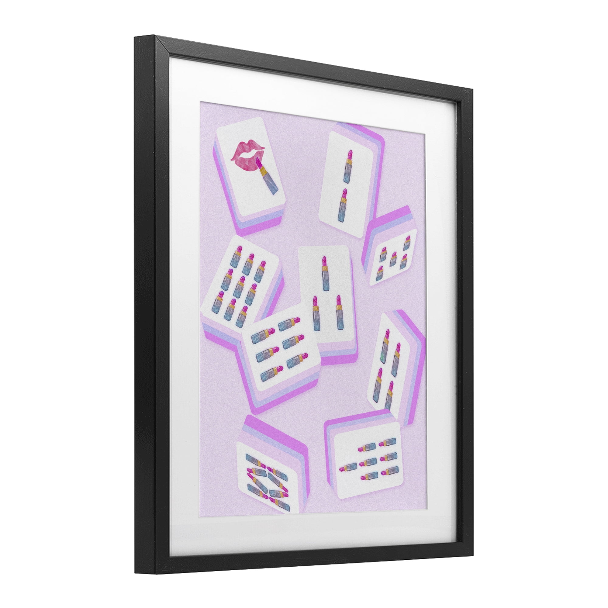 Stupell Industries Glam Lipstick Mahjong Tiles Black Framed Print Under Glass, design by Ziwei Li