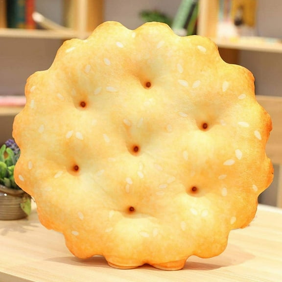 15.75 Inch Creative Biscuit-Shaped Pillow with 3D Printing Design for Home Decoration