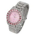 thumbnail image 7 of Women's Baguette Cut Iced Out Diamond Watch - Drop it Down with This Bling'ed Out Crystal Tennis Bracelet on Your Wrist Ladies! - ST10372MLA-TB (Silver, Pink- TB), 7 of 7