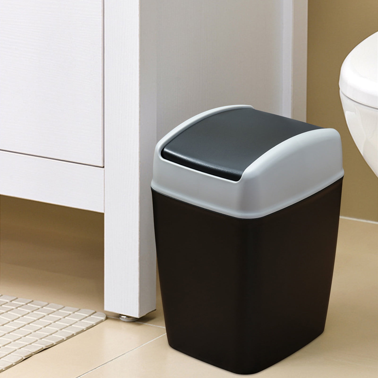 Qholemyo High end Household Flip Top Garbage Bin With Lid Kitchen Trash Can Living Room Toilet Bathroom Indoor Trash Can