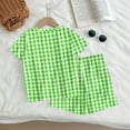 thumbnail image 6 of Grblisyd Girls Summer Outfits Casual Plaid Cute Short Sets Loose Short Sleeve T Shirts Top and Shorts Athletic Clothes Green 3-4Y, 6 of 6