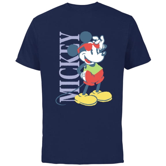 Disney Mickey Mouse Retro Vintage Summer Beach Vacation Vibe - Short Sleeve Cotton T-Shirt for Adults - Customized-Navy
