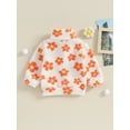 thumbnail image 3 of Toddler Girls Plush Jacket Floral Print 1/2 Zipper Long Sleeve Pullover Winter Coat Outwear, 3 of 7