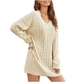 thumbnail image 1 of DPTALR Femmes Casual Solide Col Rond Manches Longues Pull Pull en Tricot Robe, 1 of 8