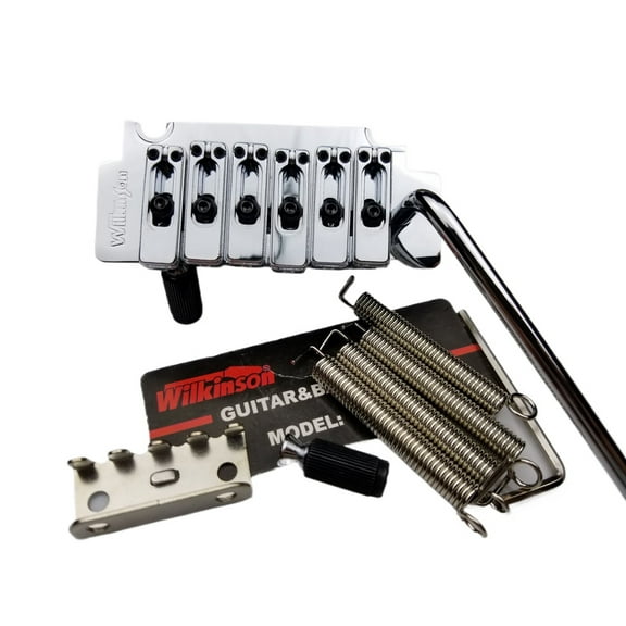 Wilkinson WVS50K Electric Guitar Tremolo System Bridge With matching Satin Saddles Chrome Silver Gold