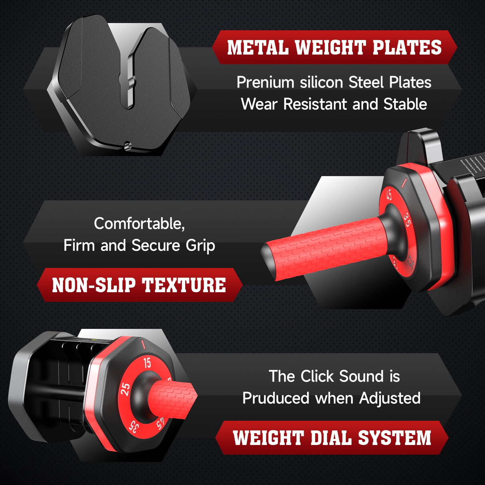 LNOW 55LB Adjustable Dumbbells 15lb to 55lb Adjustable Dumbbells for Home Gym Exercise Equipment