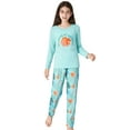 thumbnail image 4 of Beezizac Tropical Palm Leaf & Hibiscus Pajamas for Girls – Long Sleeve & Pants Tween Clothing Big Kid Size 12, 4 of 7