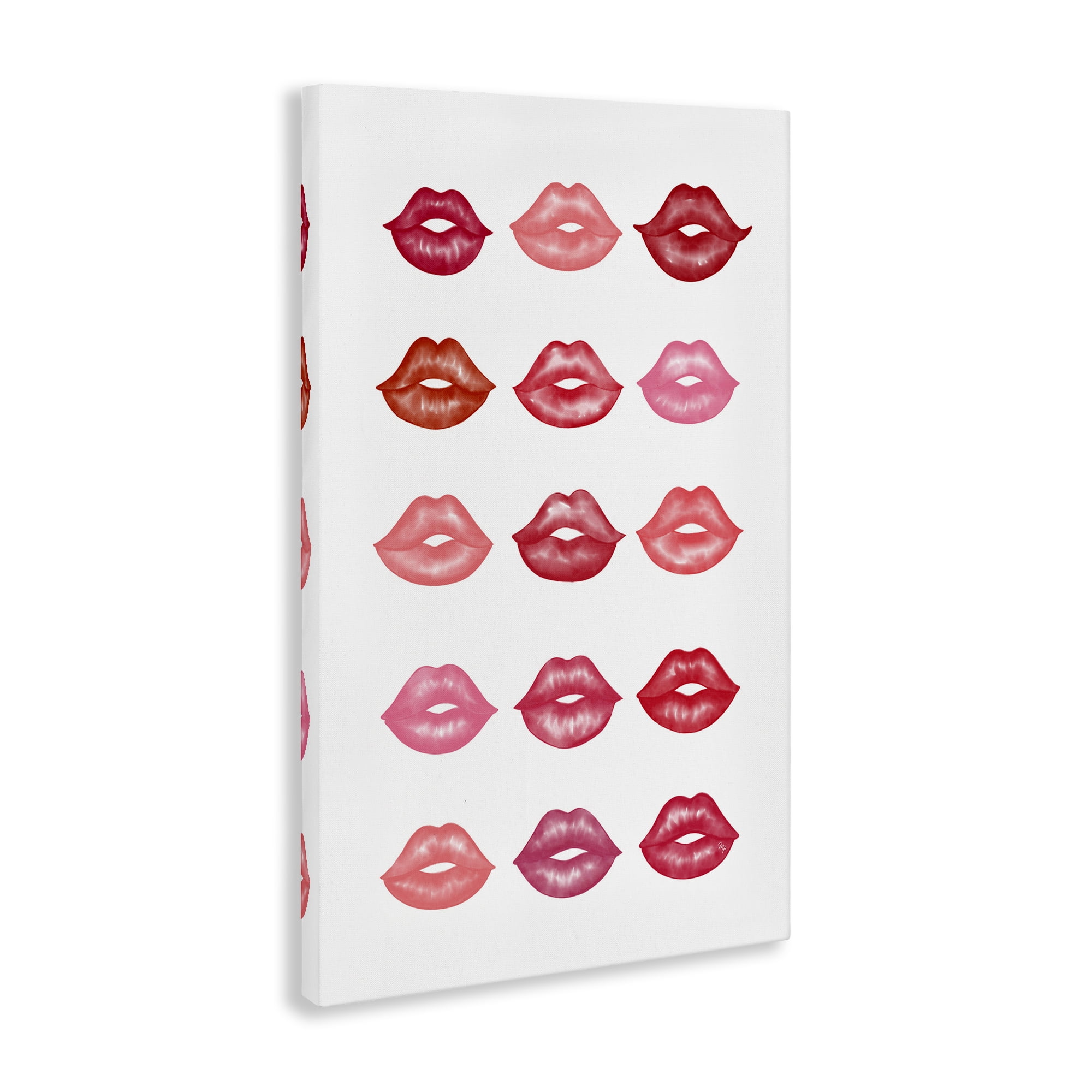 Stupell Industries Red & Pink Lips Beauty & Fashion Painting Gallery Wrapped Canvas Art Print Wall Art, 20 x 30
