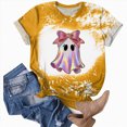 thumbnail image 7 of TOWED22 Womens Halloween Bow Graphic Oversized Shirts Spooky Season Tee Short Sleeve Bleached Tops(Yellow,L), 7 of 7