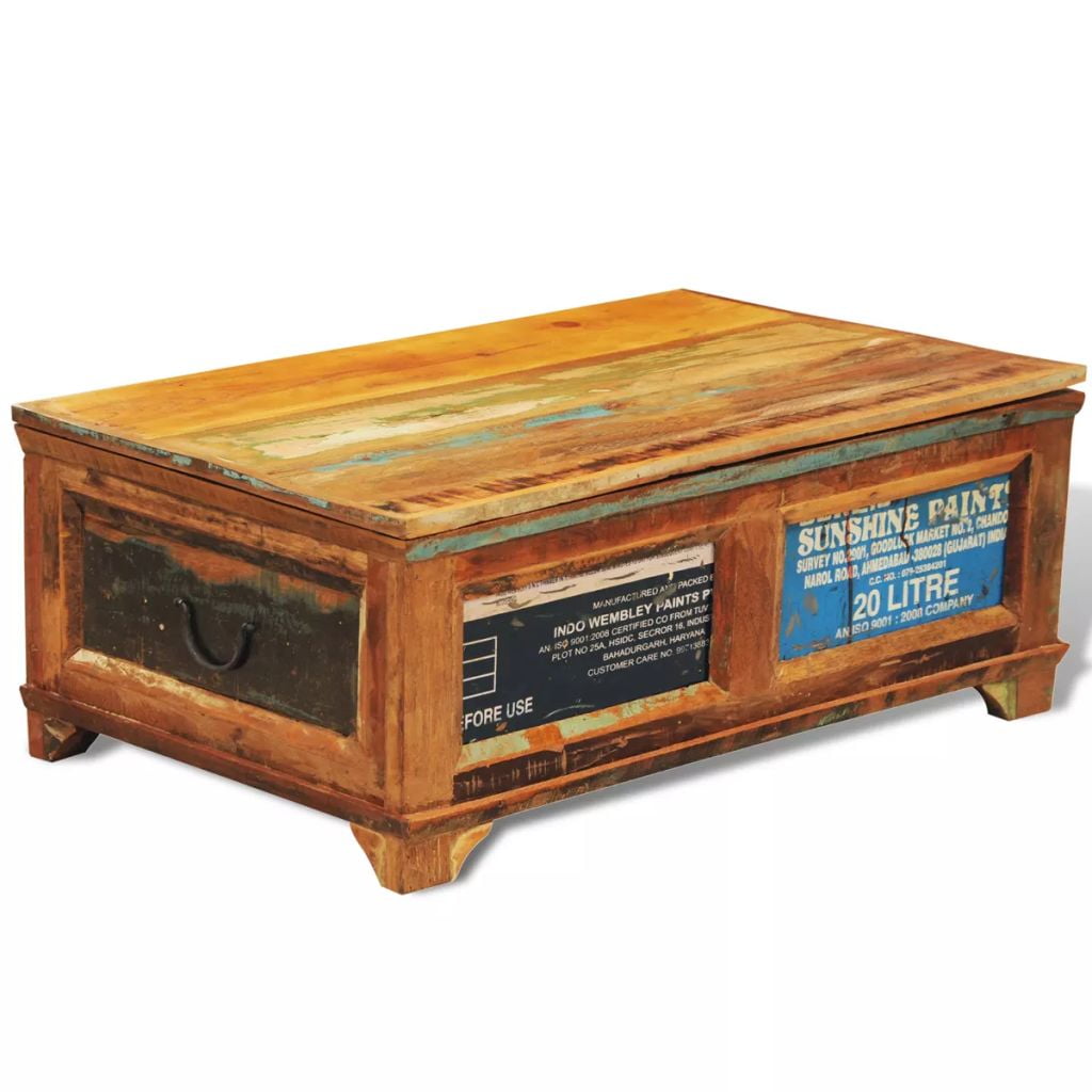 Kepooman 33" Rustic Rectangle Reclaimed Wood Tea End Side Table with 2 Drawers for Home Office, Brown