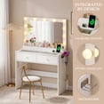 thumbnail image 6 of Zimtown Vanity with Mirror and Light, Makeup Desk  with Charging Station and Storage, Dressing Table with Hair Dryer Rack for Bedroom, White, 6 of 10