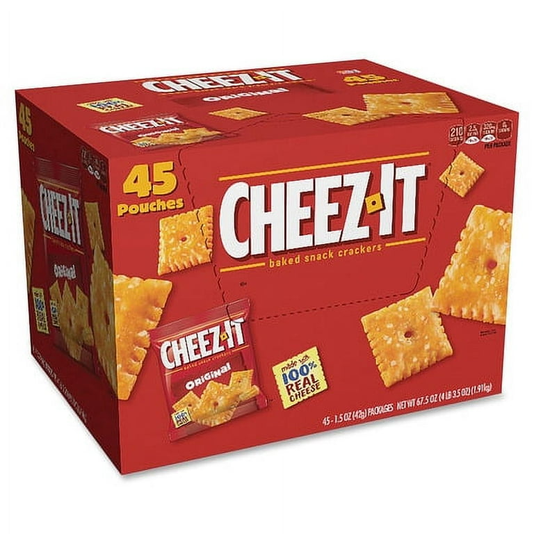 Cheez-It Original Crackers - Low Fat - Cheese - Bag - 1 Serving Pouch - 1.50 oz - 45 / Carton Cheez-It Original Crackers - Low Fat - Cheese - Bag - 1 Serving Pouch - 1.50 oz - 45 / Carton
