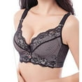 thumbnail image 3 of LowProfile Push Up Bra for Women Plus Size Adjustable Sports Extra-Elastic Breathable Lace Trim Bras Black 36B, 3 of 8
