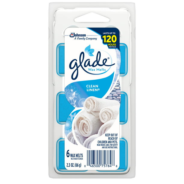 Glade Wax Melts Air Freshener Refill, Clean Linen, 6 refills, 2.3 oz