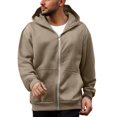 thumbnail image 7 of WTOBBY Men's Hooded Pullover Sweatshirt Jacket, Lightweight Zippered Design with Backpack Style, Casual Campus and Sportswear for Athletic Activities,Coffee 3XL, 7 of 7