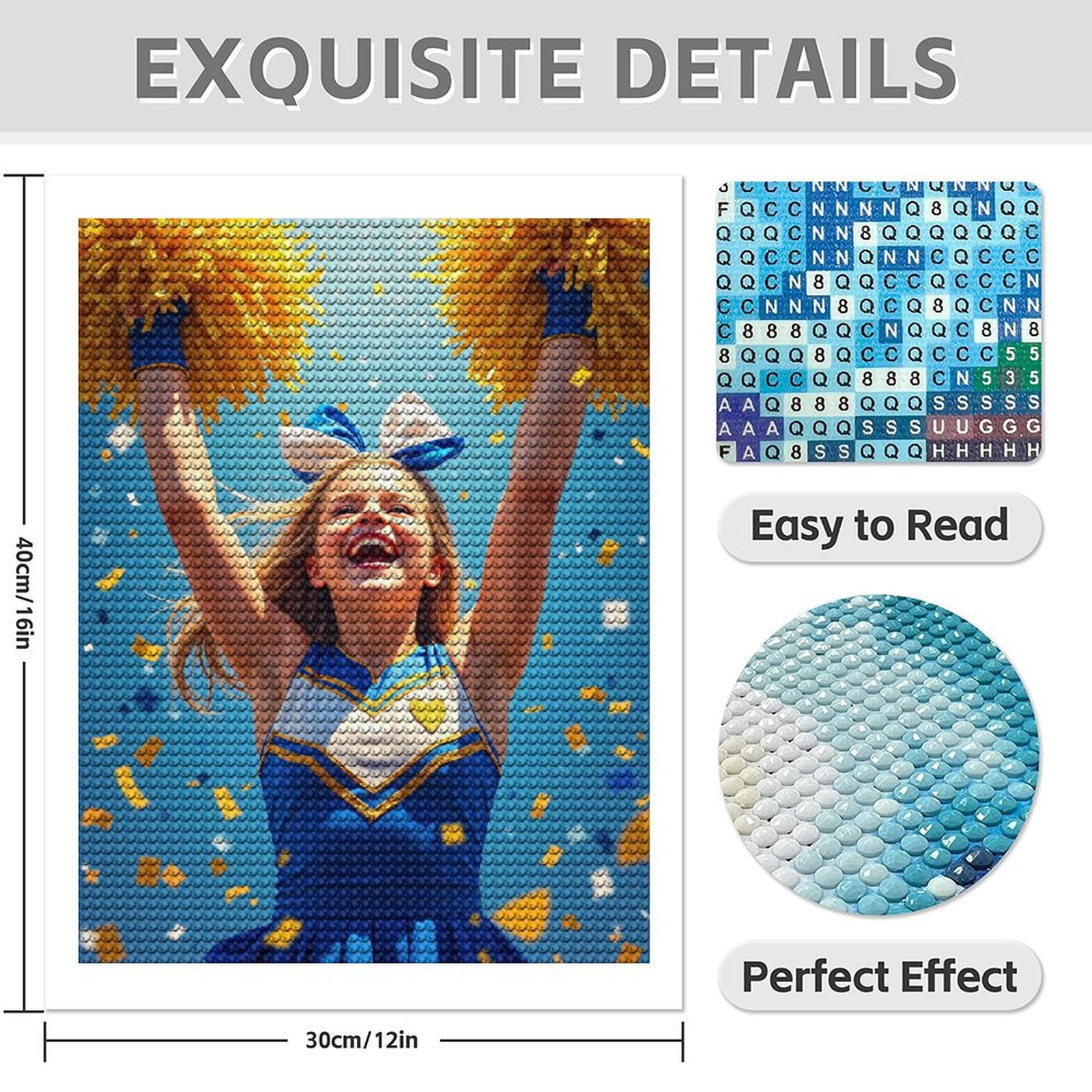 Diamond Art Kit for Adults, Cheerful Cheerleader Celebration Day Diamond Painting for Adults Beginners, 5D DIY Diamond Art Painting Kits, Colorful Diamond Painting Craft for Home Decor 12x16