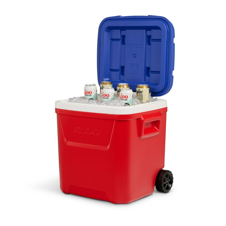 Igloo 60 QT Laguna Ice Chest Cooler with Wheels, Red White & Blue