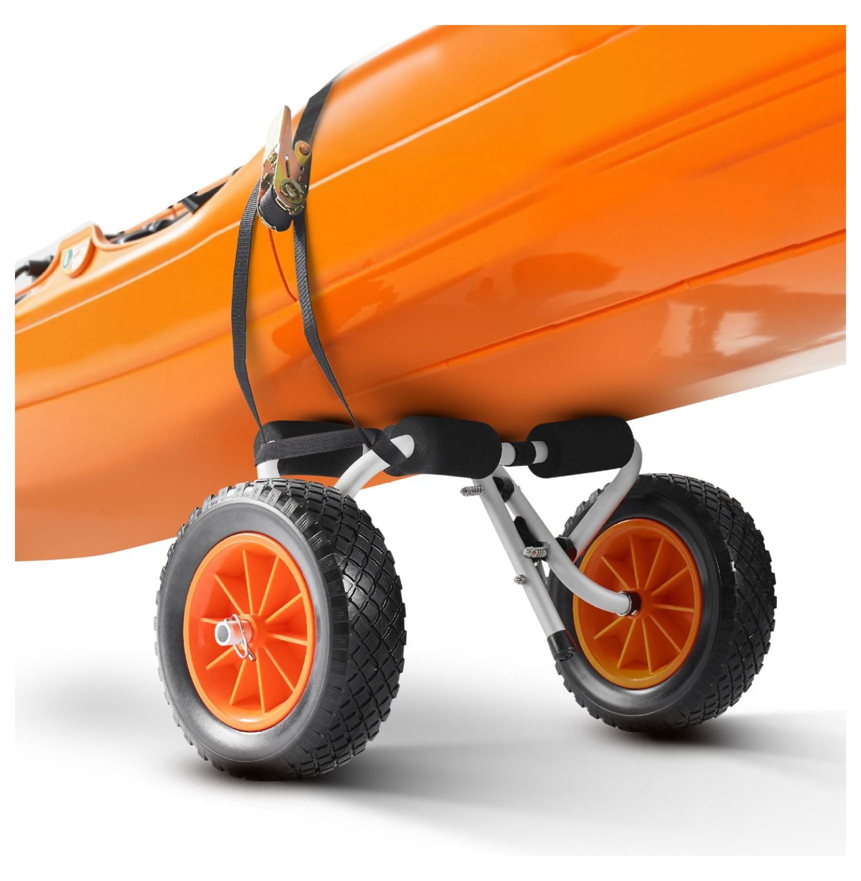 Kayak Cart 200lbs - Foldable Kayak Trolley with 10-inch Tires & Ratchet Strap - Canoe & Paddleboard Carrier for Boats, Mats & More