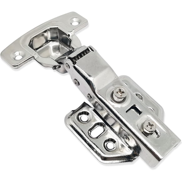 EcoNesxp Half Cover 110 Degree Stainless Steel Half Cover Soft Frameless Soft Closing Hinge For Kitchen Cabinet Middle Bend Spring Hinge 3D