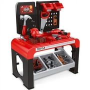 HILLO 46 PCS Creative DIY Repair Tool Workbench Play Toys Pretend Tool Playset Workshop for Kids of Ages 3+ Realistic Tools and Accessories for Children Worker Pretend Game