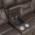 thumbnail image 4 of Steve Silver Aria Faux Leather Reclining Loveseat in Saddle Brown, 4 of 8