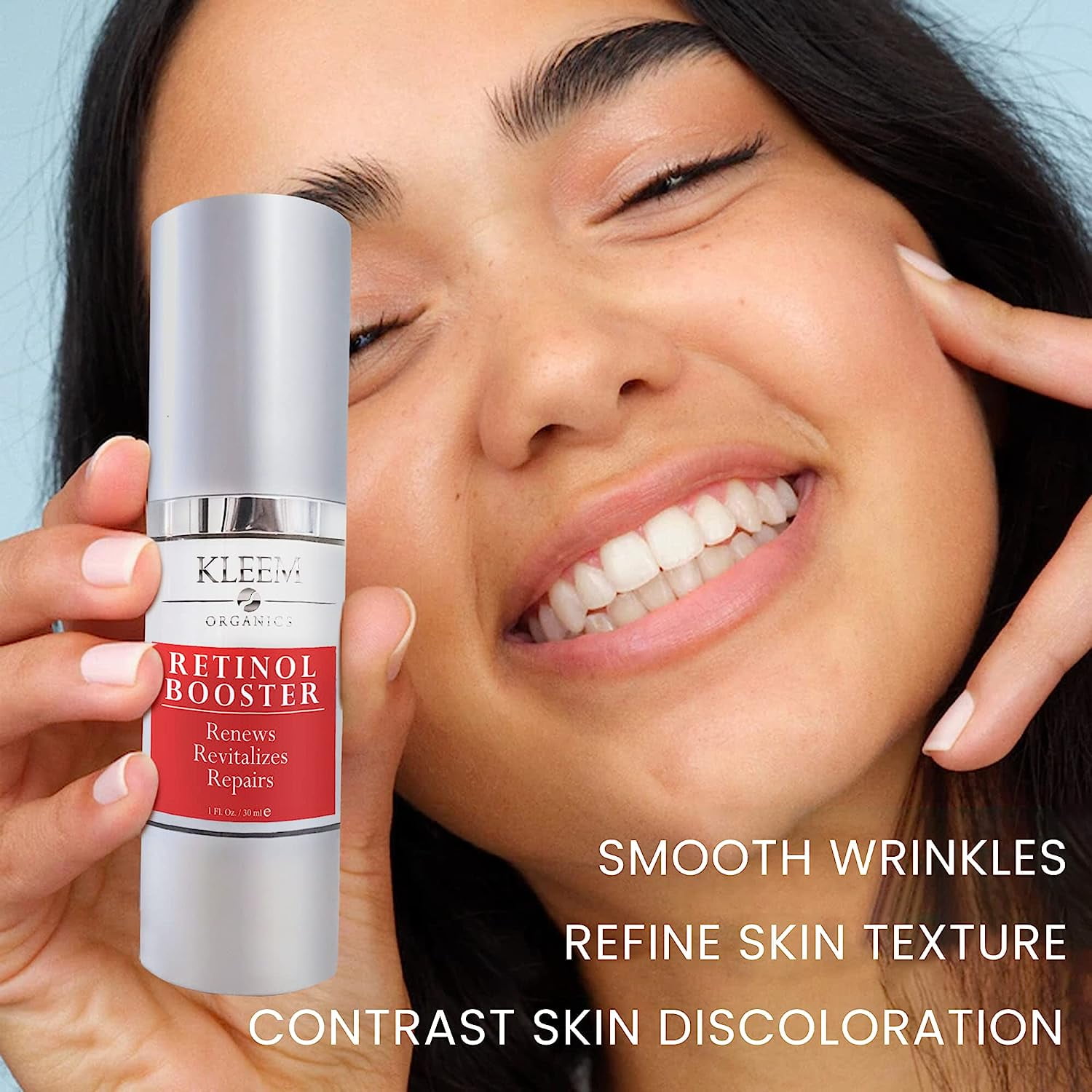 KLEEM ORGANICS Retinol Serum for Face with Hyaluronic Acid & Vitamin E- Anti Wrinkle Night Serum for Uneven Skin, Fine Lines & Dark Spots - 1 fl. oz