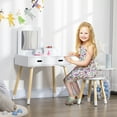 thumbnail image 2 of Qaba Ensemble de Coiffeuse pour Enfants avec Miroir et Tabouret pour 3-6 Ans, Blanc, 2 of 10