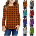 thumbnail image 2 of Utoimkio Toddler Boy Girls Fall Long Sleeve Pullover Sweatshirts Plaid Print Crewneck Long Sleeve Shirts Casual Fall Blouse Tops for Kids 3-14 Years, 2 of 6