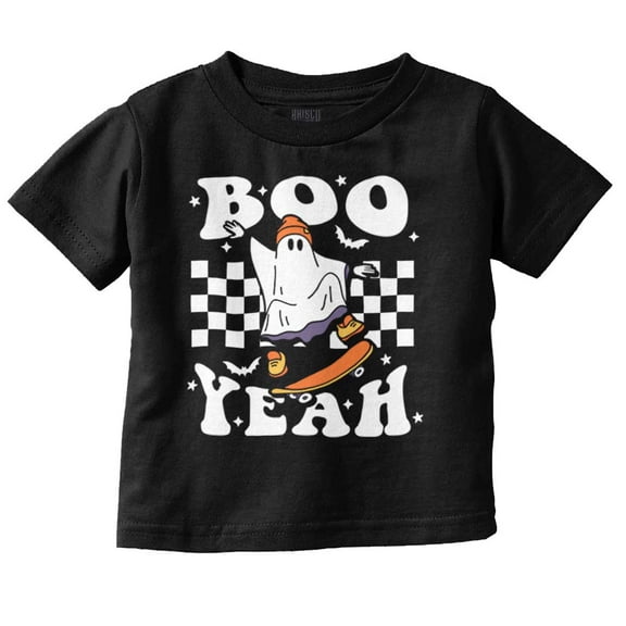 Cool Skateboarding Ghost Boo Yeah Toddler Boy Girl T Shirt Infant Toddler Brisco Brands 6M