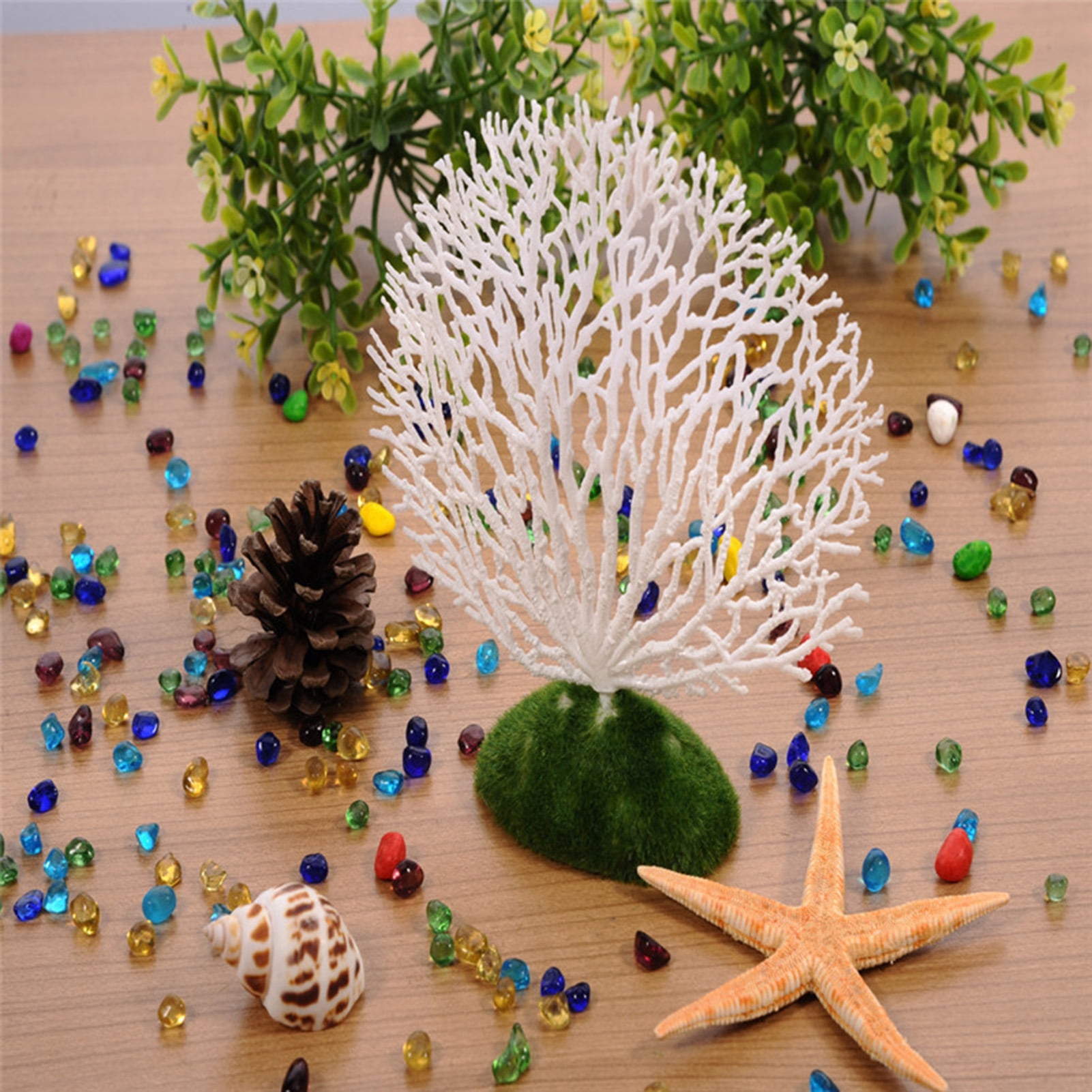 SPRING PARK Artificial Coral Ornament Strip Coral Plant Ornament Glowing Effect Silicone Artificial Decoration for Fish Tank Aquarium Landscape