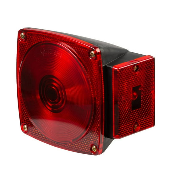 Grote Industries Trailer Light 52302-5 Stop/Turn/Tail Light With Side marker Light; Incandescent Bulbs; Square Housing; Red Lens; 4-1/2 Inch Square; Includes Mounting Hardware; Non Submersible