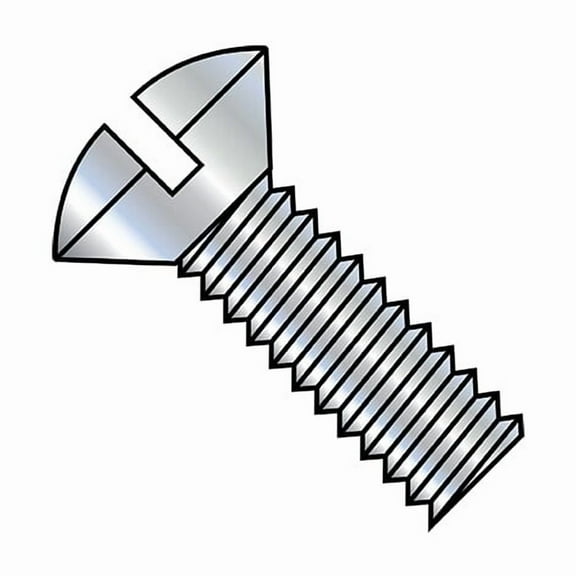 #10-24 x 3/8 in Slotted Oval Machine Screw, Zinc Plated Steel, 10000 PK