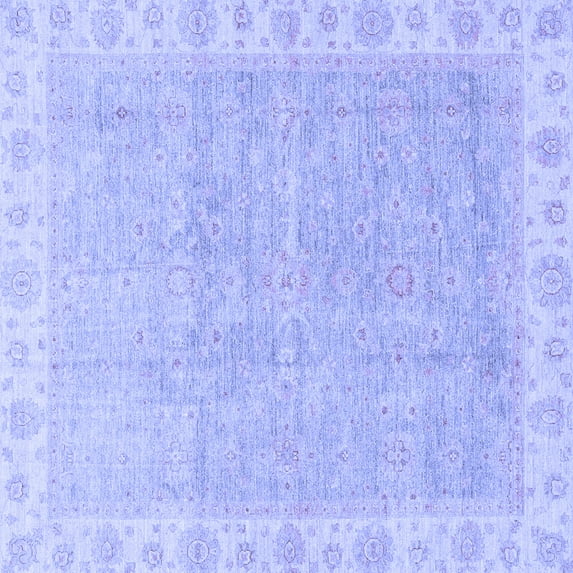 Ahgly Company Machine Washable Indoor Square Oriental Blue Traditional Area Rugs, 4' Square