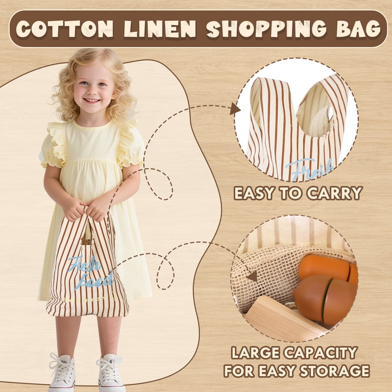 Lehoo Castle Wooden Play Food Sets with Shopping Bag photo 5