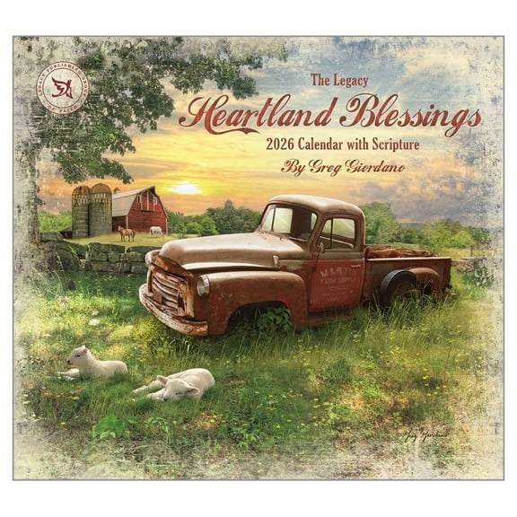Legacy Publishing Group, Heartland Blessings by Greg Giordano 2026 Wall Calendar, 13.38'' X 12.13'', 12-Month Calendar with Rivet Binding