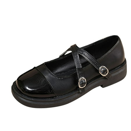 

Female Casual Shoes Fashion Autumn Women Casual Shoes Cross Strap Buckle Colorblock Round Toe Low Heel