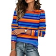 thumbnail image 2 of Women'S Striped Long Sleeve Crew Neck Sweatshirt Pullover Top Loose Fit Casual Fall Going-Out Lounge Outfits, 2 of 5