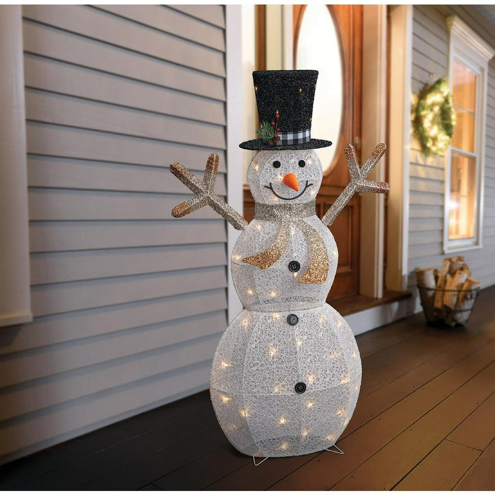 Berkley Jensen 47" White Mesh Snowman with LED Lights