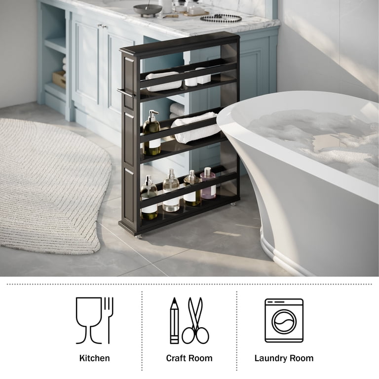 VidaXL Storage Trolley – Aluminum & Plastic Rolling Cart With 3 Baskets, Adjustable Middle Shelf, Wheels For Kitchen, Bathroom, Office, Laundry
