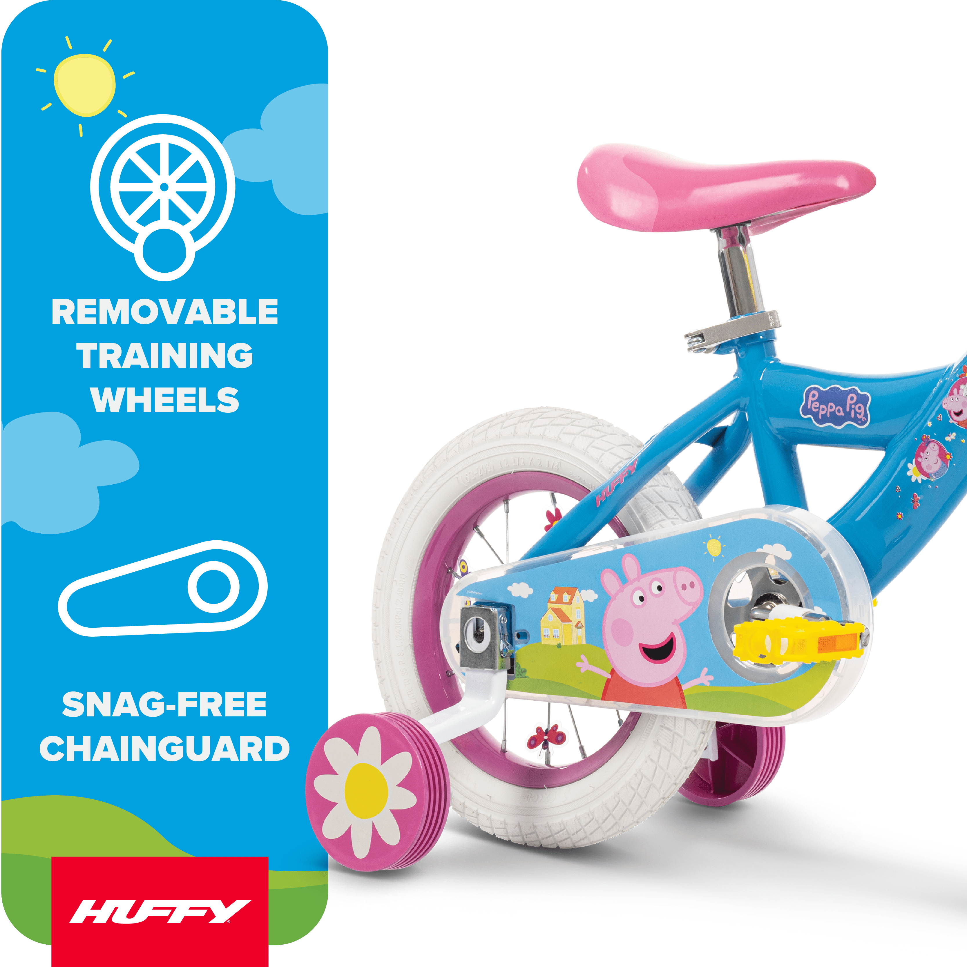 Huffy 12" Peppa Pig Kids' Bike, Fits Riders 37"-42", Blue, Youth, Girls
