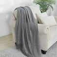 thumbnail image 3 of Textured Solid Soft Sofa Throw Couch Cover Knitted Decorative Blanket, Smoky gray, 130200+15CM, 3 of 5