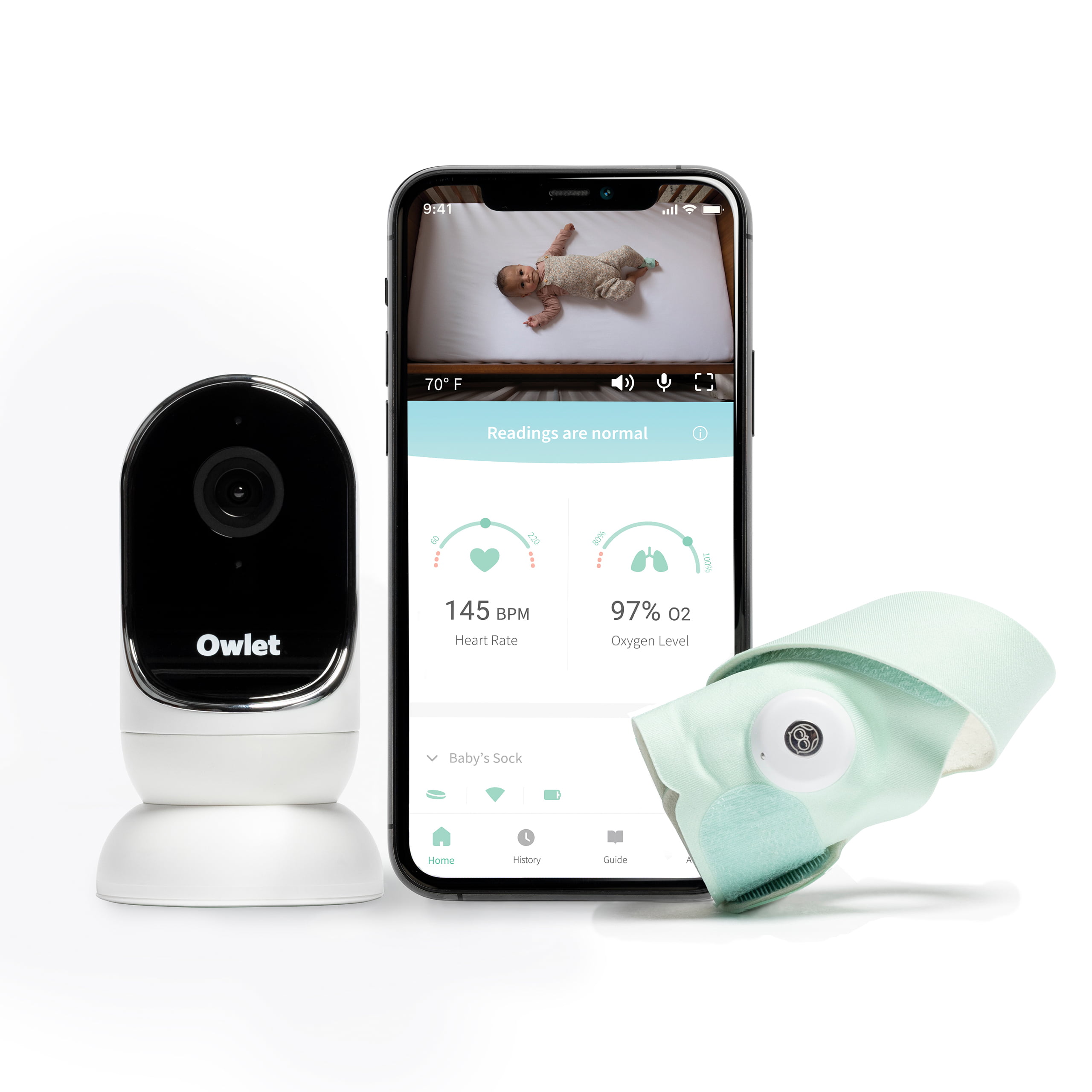 Owlet Baby Monitor Duo, Smart Sock 3 Monitor + HD Video Cam
