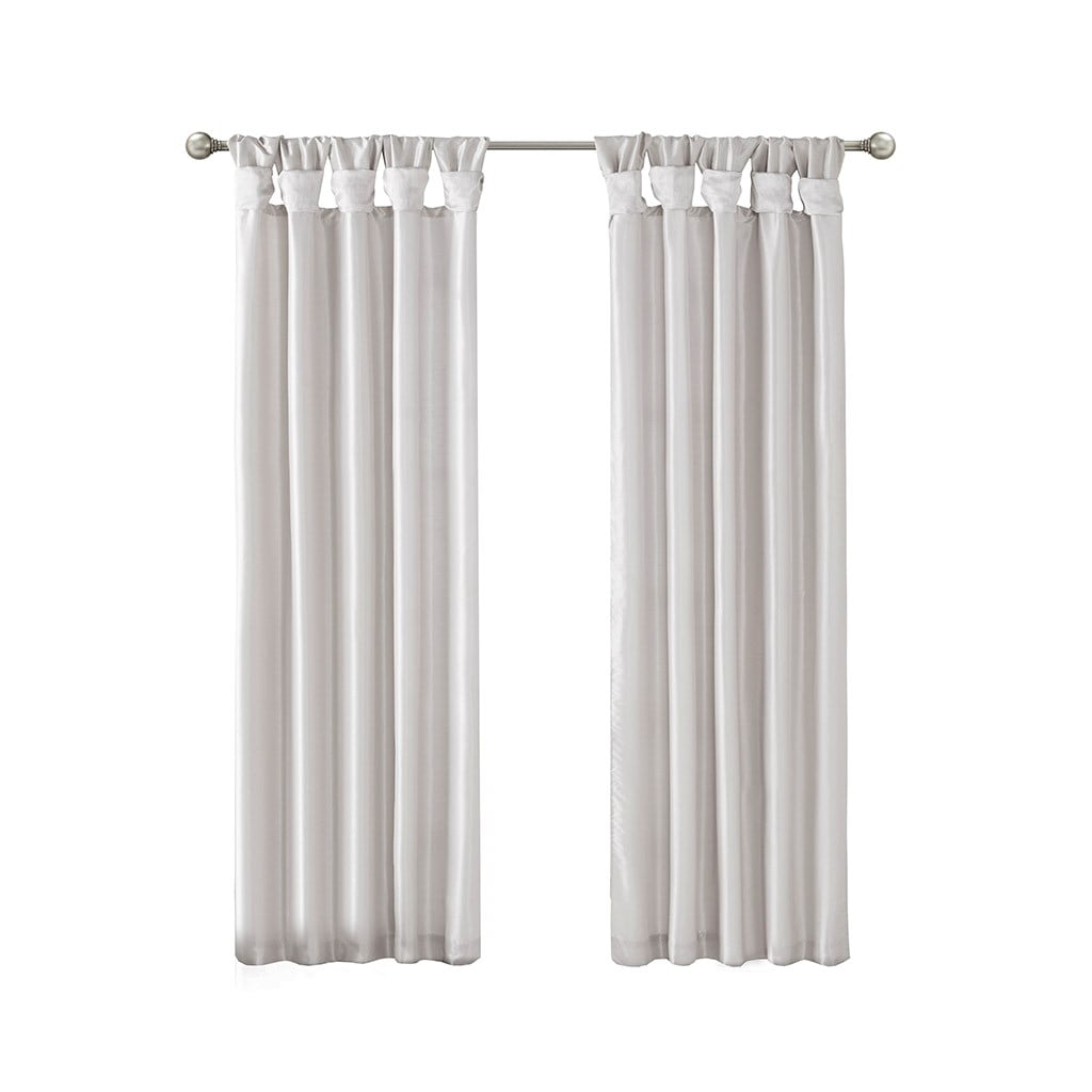 MAYEERTY 50x108" Twist Tab Lined Window Curtain Panel Living Room Silver