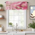 thumbnail image 2 of Pink Gradient Marble Valance Curtain Gold Foil Window Valances Rod Pocket Short Curtains Window Treatments for Kitchen Bedroom Bathroom Laundry 42" x 18", 2 of 9