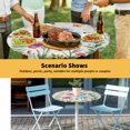 thumbnail image 6 of Elastic Fitted Round Tablecloth, Spring Floral Waterproof Stretch Table Cover for 36"-44" Tables, Pink Blue Flowers Butterfly Farmhouse Washable Outdoor Tablecloths for Patio, Picnic, Camping, 6 of 9