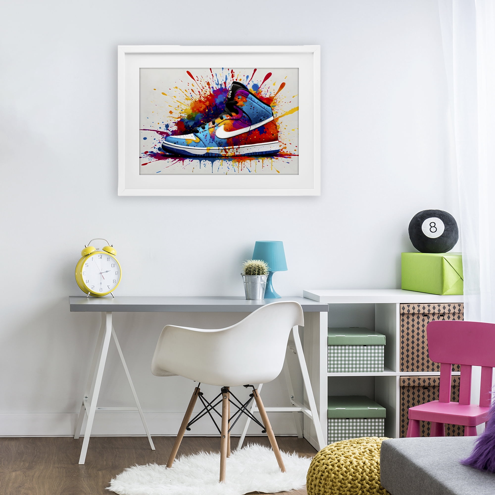 Stupell Industries Centric Sneaker Splash White Framed Print Under Glass, design by Creative Studio